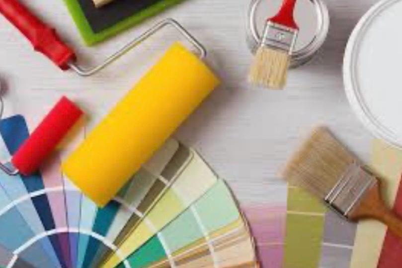 Painting and decorating tools including rollers and paint swatches, Fylde Coast